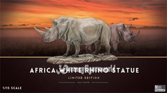 MEMORY MUSEUM 1/15 Africa White Rhinoceros Statue GK Painted Animal Model Decor