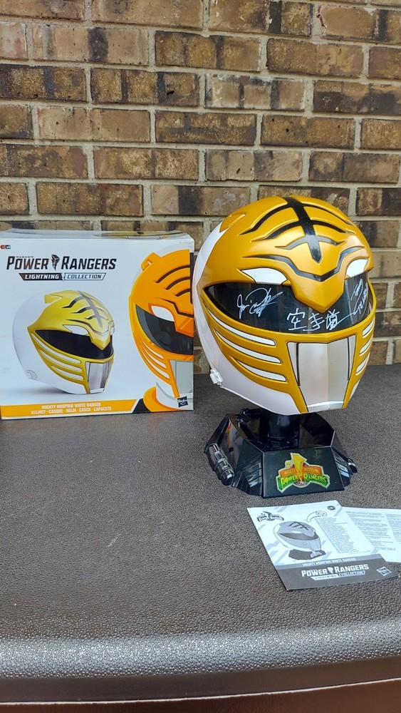 White Ranger Helmet SIGNED Jason David Frank Power Rangers Lightning Collection