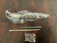 ThreeA 3A Ashley Wood weapons lot 1/6 scale Gatling gun with bullets and sword.