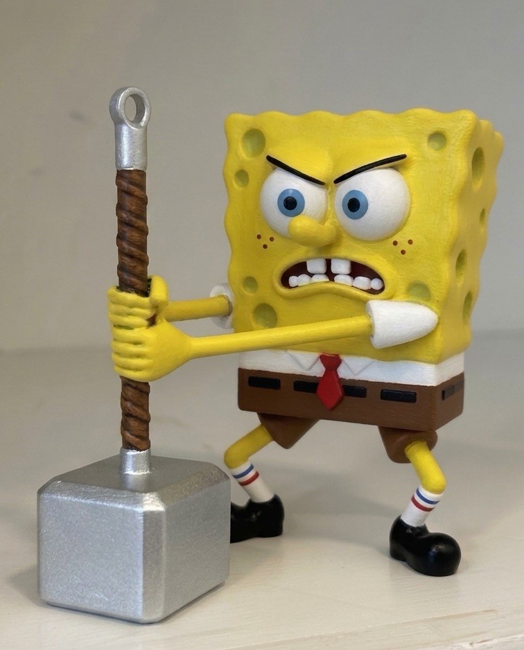 SpongeBob SquarePants Pulls Thor’s Hammer, Hand-Painted Figure Display Art Decor