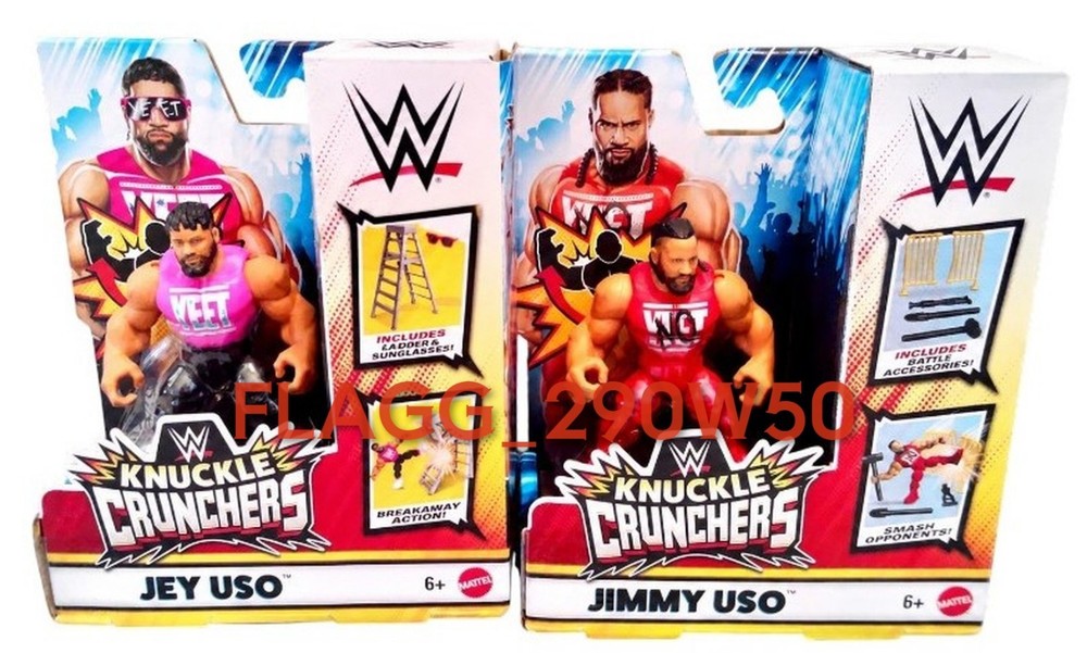 WWE Knuckle Crunchers Series 9 JEY & JIMMY USO Figures & Accessories **READ*