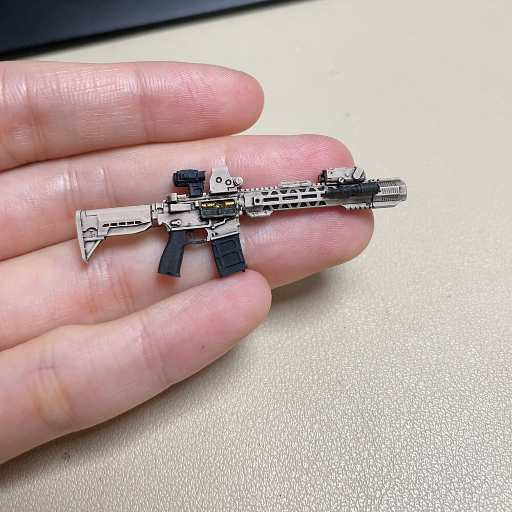 Premium Painted 1/18 Scale Gun Weapon Model For 3.75″ Action Figure