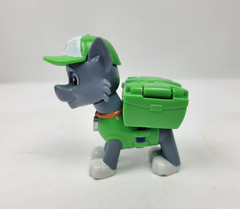Paw Patrol Air Rescue Rocky Action Pup Figure Green Gray Spring Action Pack