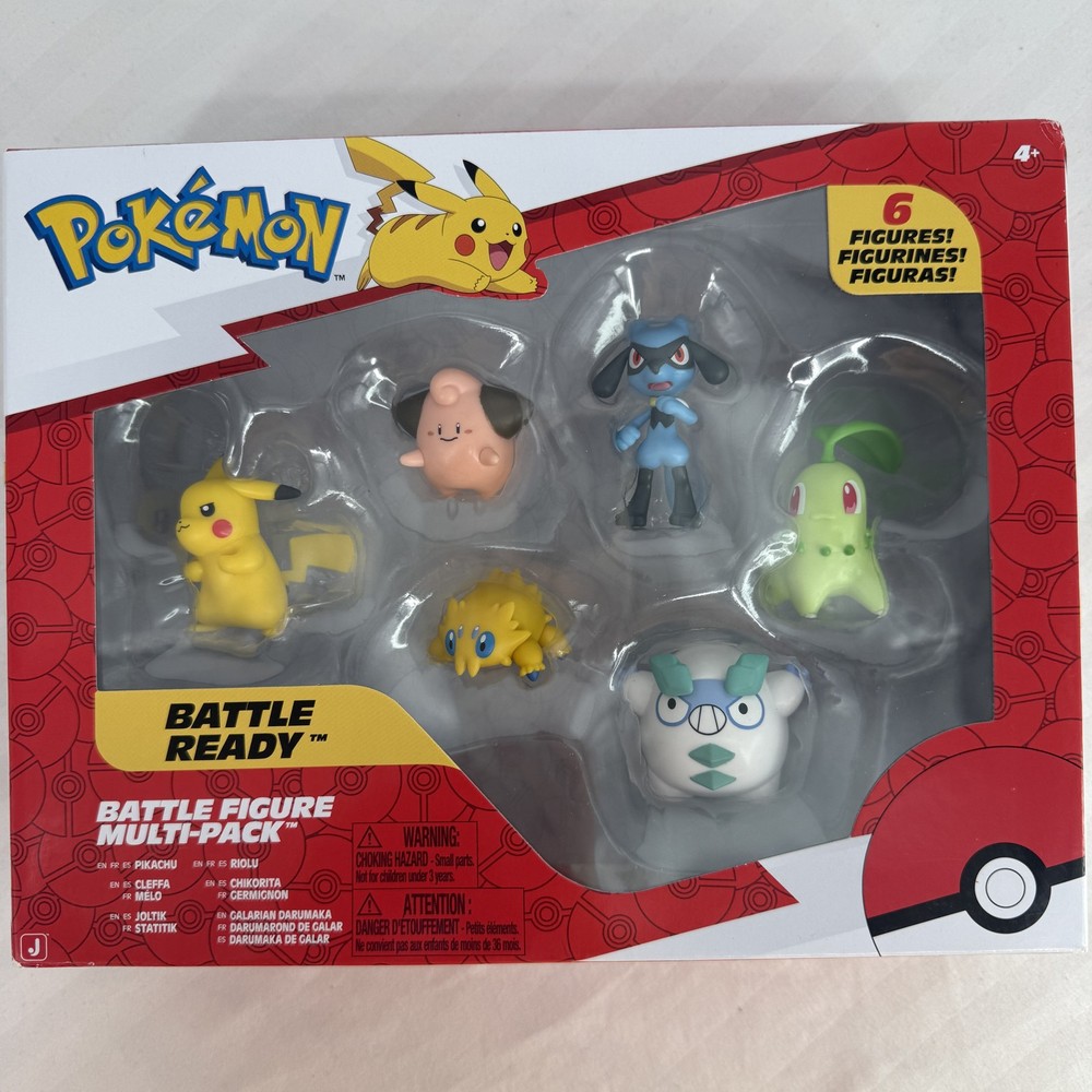Pokemon Battle Figure Multi-Pack 6 Figures Pikachu Cleffa Riolu Chikorita Joltik