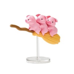 Blind Box Gacha White Owl Pig Black Cat Hamster Flying Witch Broomstick Figure