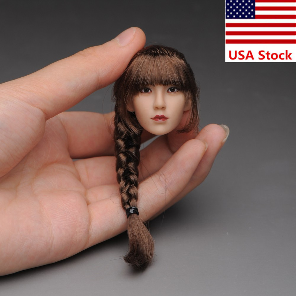 1/6 Female Suntan Head Sculpt Brown Braid Girl Carved For 12″TBL Action Figure
