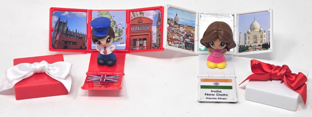 2 Gift Ems Dolls w/ Surprise Boxes United Kingdom & India Jakks Pacific!