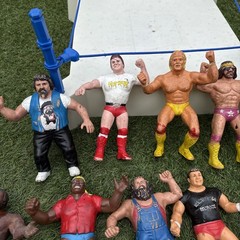 Lot Of 19- WWF TITAN SPORTS LJN COLLECTIBLE WRESTLERS 8 “ Plus RING