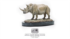 MEMORY MUSEUM 1/15 Africa White Rhinoceros Statue GK Painted Animal Model Decor