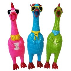 Set of 3 Rubber Chicken Toys – Squeaky fun screaming 12.5 inch – Fun design