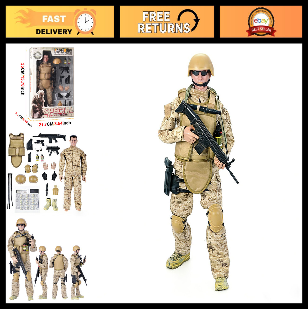 12″ Military Action Figures Set – 1/6 Scale Soldier Models with Weapons & Access