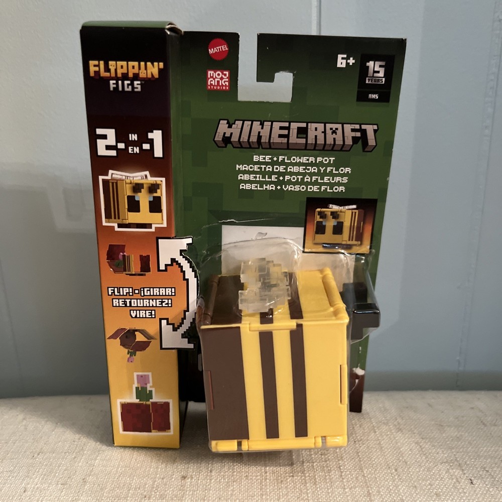 Minecraft Flippin Figs 2-in-1 Bee & Flower Pot Video Game 15 Years Action Figure