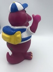 1992 Barney Purple Dinosaur Coin Piggy Bank With Plug Back to School