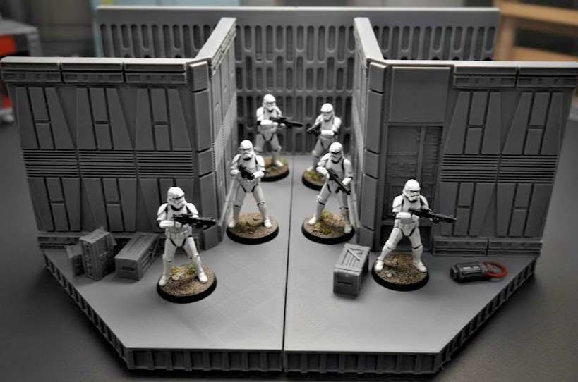 1:18 Scale Modular Sci-Fi Corridor Diorama Star Wars Inspired Display for 4-Inch