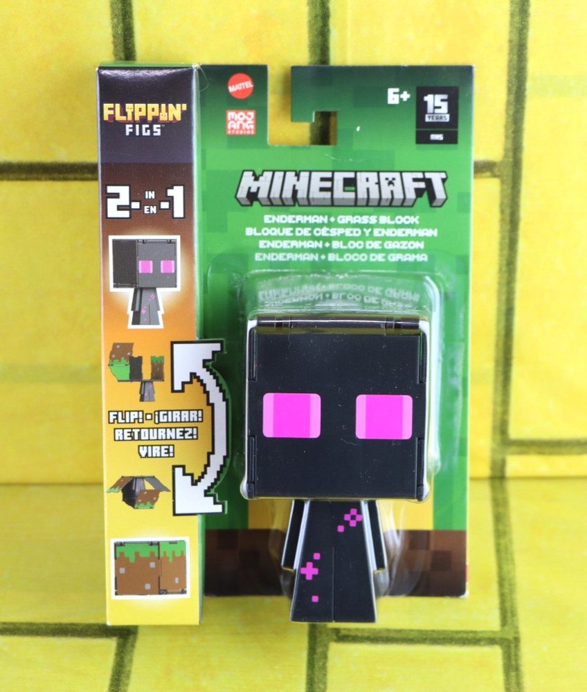 Minecraft Flippin’ Figs 2-in-1 Enderman + Grass Block 15 Years Action Figure