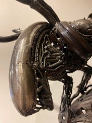 Metal Art Alien VS Predator Inspired Recycled Metal Sculpture Super Rare ! Used