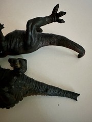Vintage Imperial Black Plastic Rubber Dinosaur Monster Toys Hong Kong As Is
