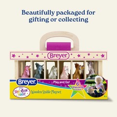 Unicorn Wood Carry Stable with 6 Unicorns 59218, Multicolor