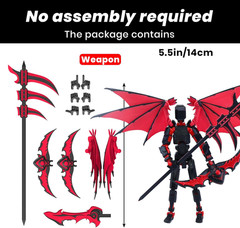 Titan 13 Robot Action Figure,Dummy 13,Articulated Robot with Demon Wings, 3D Pri