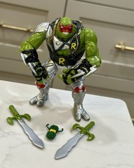 TMNT Jim Lee’s Raphael Raph Ninja Turtle Figure + Extras 1995 Playmates *Damaged