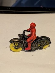 thomas toys plastic motorcycle with rider 1950s
