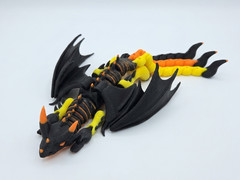 Articulated Viking Dragon Figure 3D Printed – Black & Yellow Fantasy Desk Toy