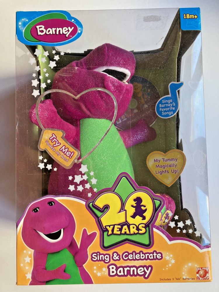 Barney 20 years Anniversary sing & celebrate Plush toy 14″ /New in Sealed box
