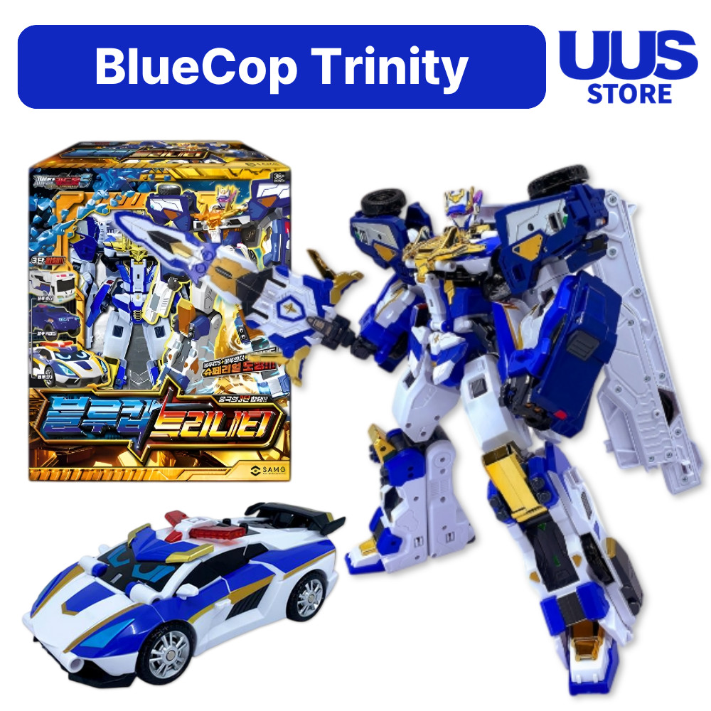 Metal Cardbot S BLUECOP TRINITY Transform Police Car Figure Toy 2024 New Blue