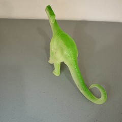 Vintage Opaque Orange Triceratops and Green Apatosaurus Dinosaur Toys