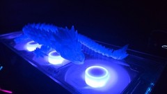 24” Articulated Crystal Dragon 3D Printed – Sky Blue Translucent PLA – Flexible