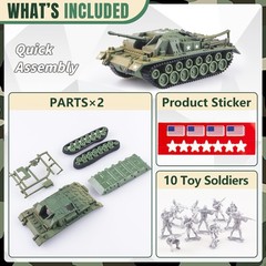 MaozyHomie U.S Toy Tank and Army Men Toys Playset, 2pc Tank-5 Models and 10pc…
