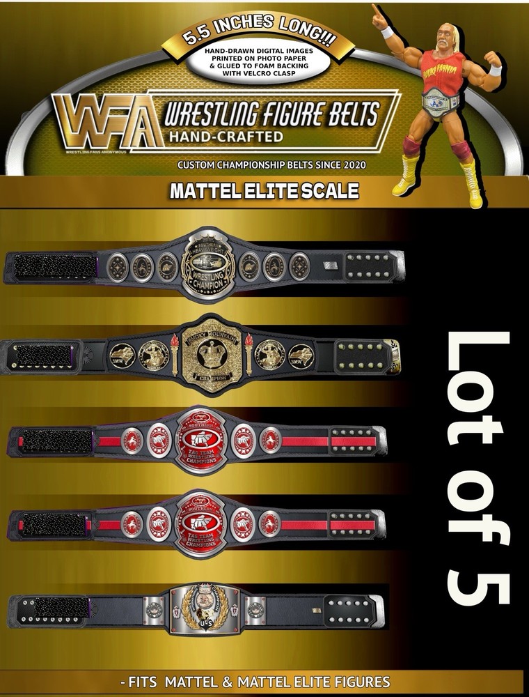 Memphis Lot Of 5 MATTEL ELITE Scale Wrestling Figure Belts 5.5 INCHES LONG