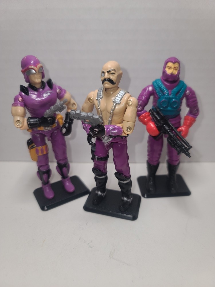 1986, 1987, 1988 GI Joe – Lot of 3 – Purple Cobra Villains – Unique Lot