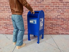 Mail Box Model Prop Blue 1/10 Scale Action Figure Diorama Dollhouse Accessory