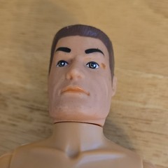 Fully Jointed Male Action Figure with Brown Hair & Clothing Plastic Beige