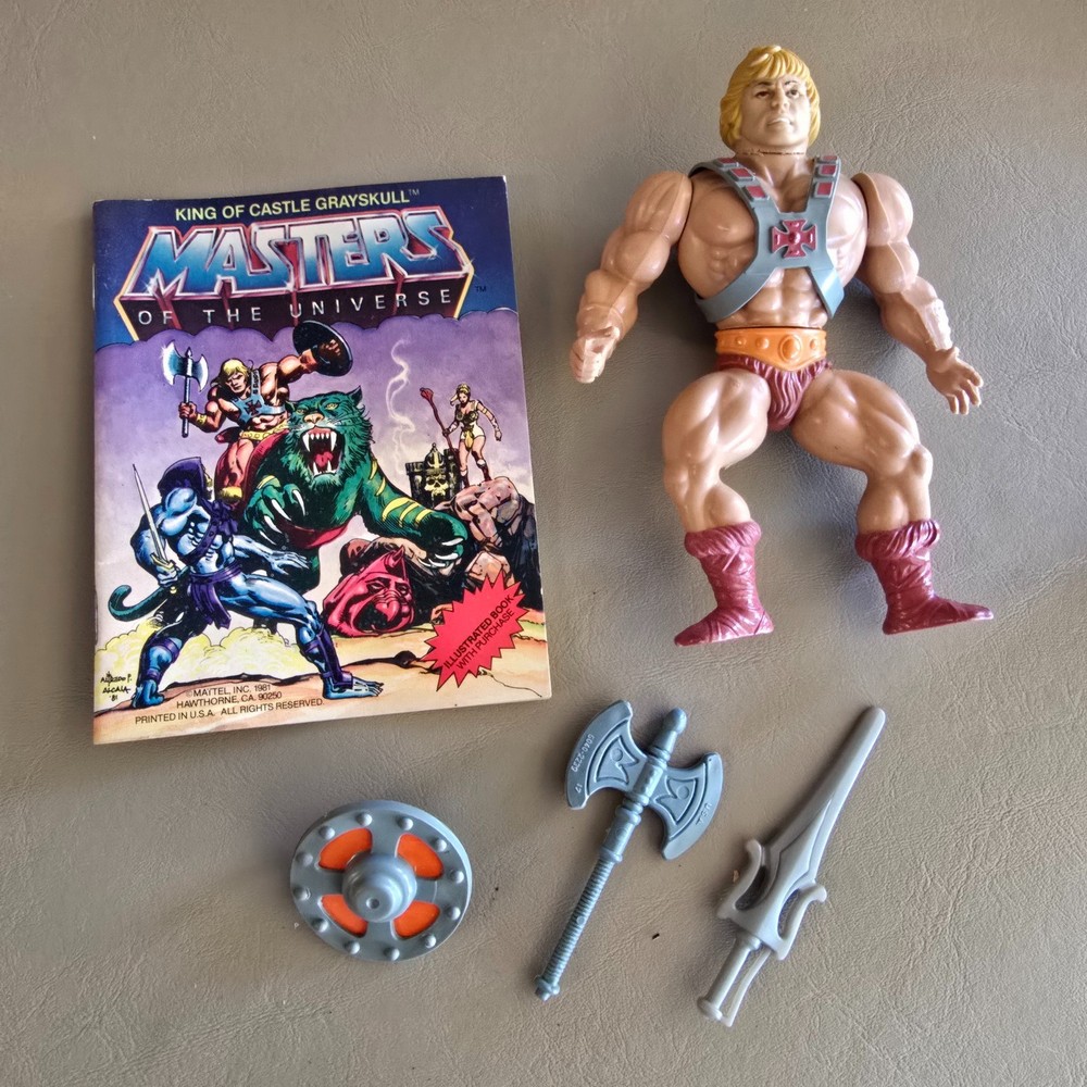 Vintage Complete He-Man Action Figure 1981 Mexico MOTU Sword Shield Armor Axe