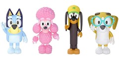 Bluey & Friends Action Figure 4 Pack Set Bluey, Snickers, Coco, Honey.