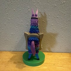Fortnite Loot Llama Figure Plastic Purple Blue Green Gray w/ Display Stand