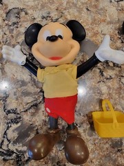 Vintage DISNEY PRODUCTIONS Mickey & Minnie Mouse Hard Plastic Dolls Clothes 8″