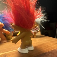 Troll Figure Toy Brown with Red Hair, White Shoes, Red Belly Gem