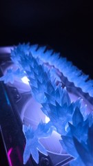 24” Articulated Crystal Dragon 3D Printed – Sky Blue Translucent PLA – Flexible