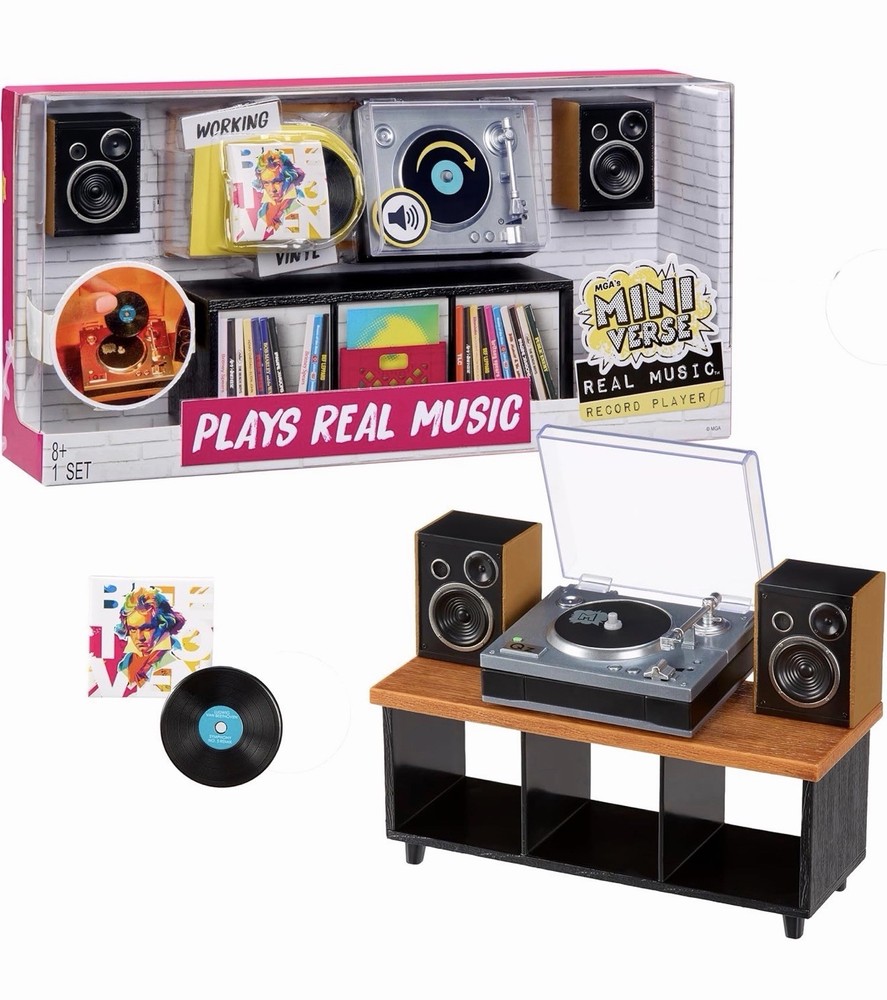 MGA’s Miniverse Real Music Record Player Mini Collectibles Mini Playable Record