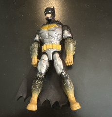 Batman Action Figure Plastic Fabric Gray Black Yellow w/ Cape
