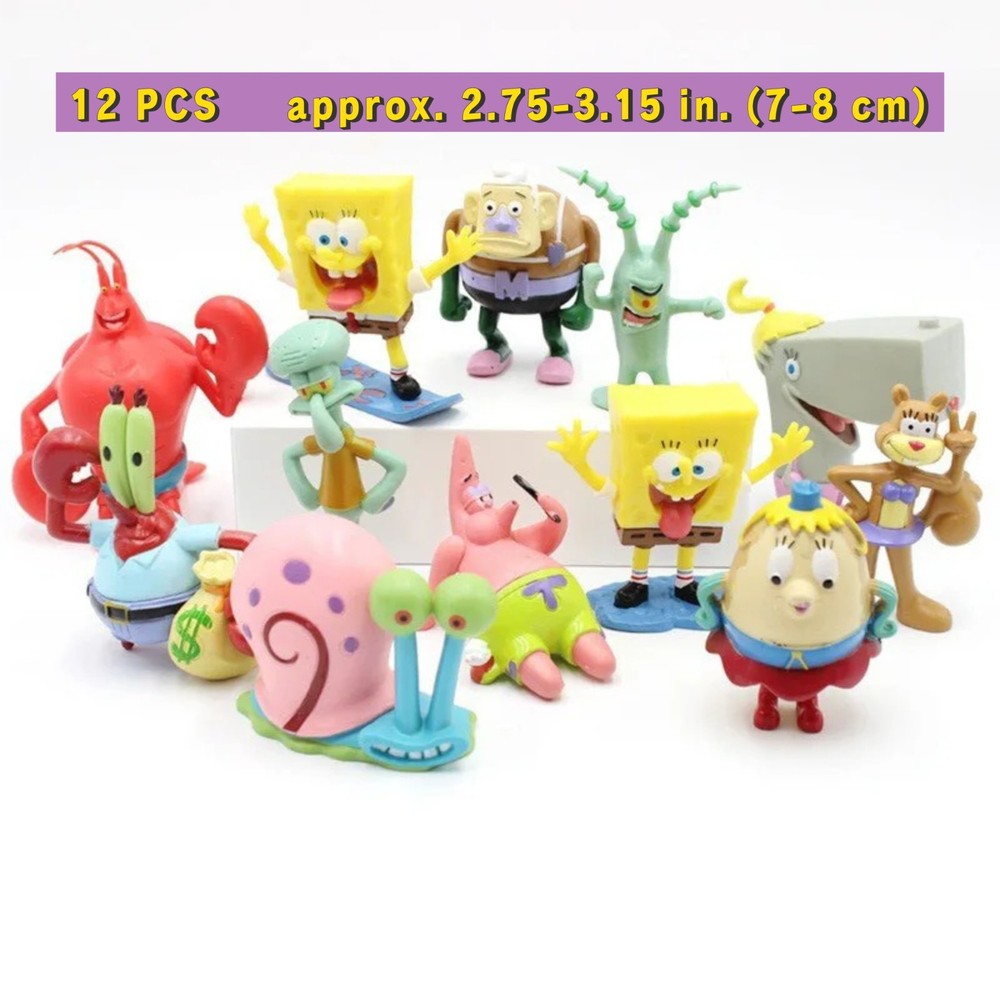 12PCS SpongeBob SquarePants Patrick Squidward Figures Model Toys Collection Gift