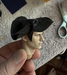 OOAK 1/6 Scale …1700’s Basic Black Military Tricorn Hat.