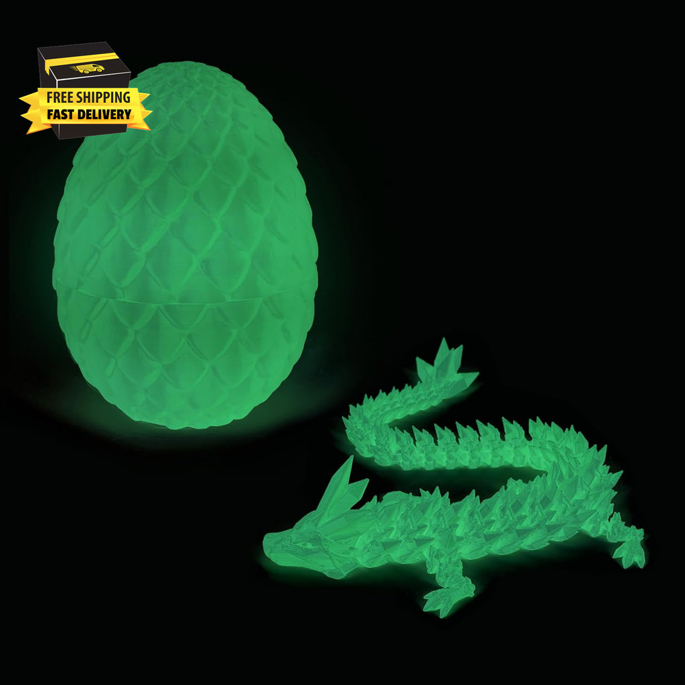 3D Printed Dragon Egg, Cool 3D Printer Articulated Crystal Dragon Toy for Boys K
