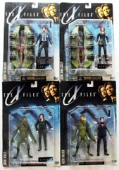 4 McFARLANE 1998 SERIES 1 X-FILES ACTION FIGURES AGENT SKULLY MULDER ALIEN + POD