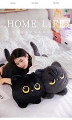 50-90cm Giant Black Cat Plush Toy Kawaii Cuddly Stuffed Pillow Kids Gift