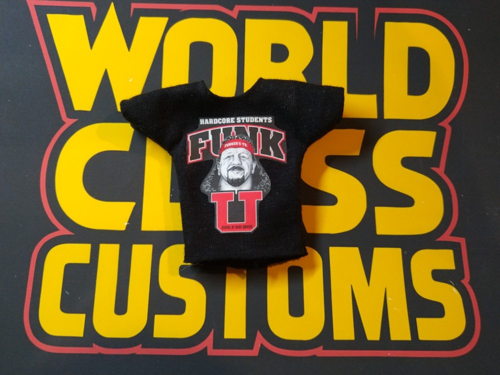 Custom Black Terry Funk Wrestling T Shirt For Action Figures NXT WWE Mattel