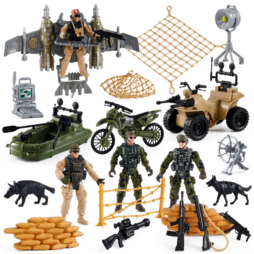 US Army Men Action Figures Play Set,Toy Soldiers with Military Weapons Access…